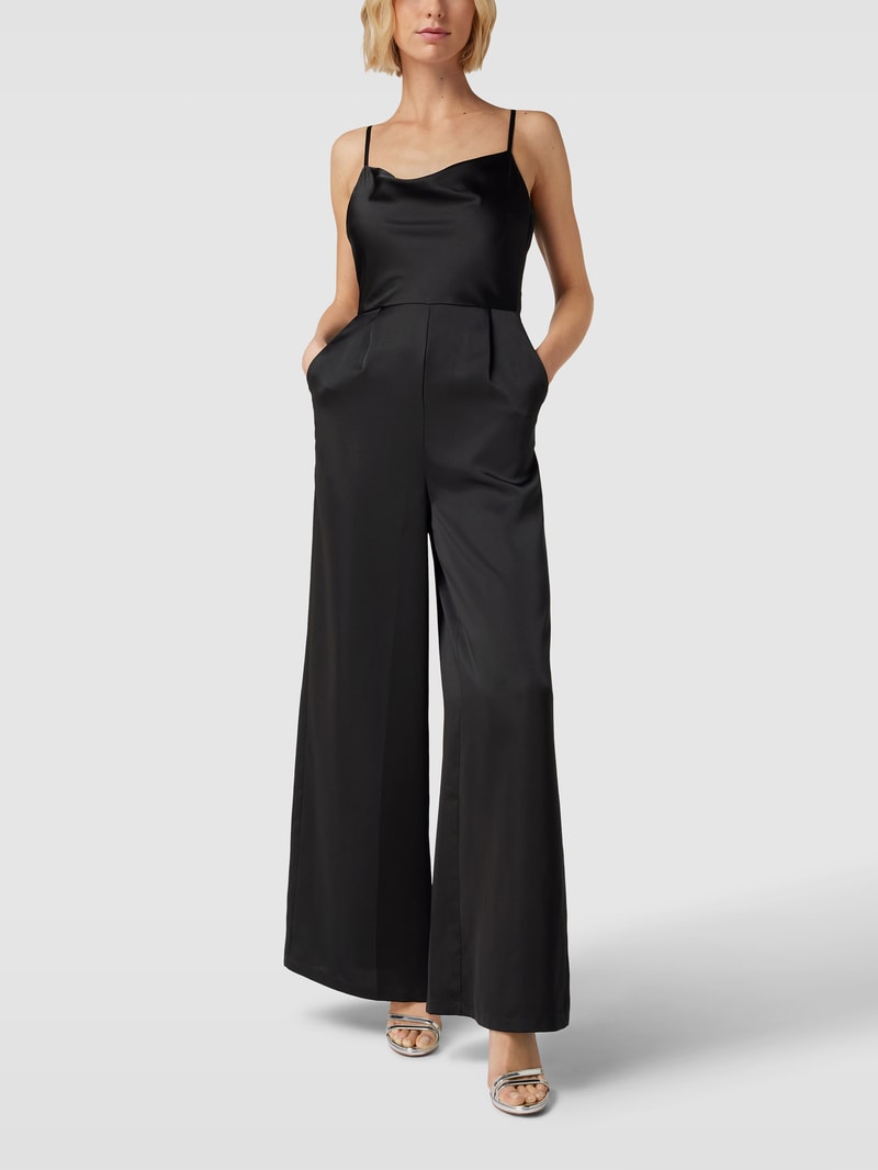 Jumpsuit mit Wasserfall-Ausschnitt in schwarz