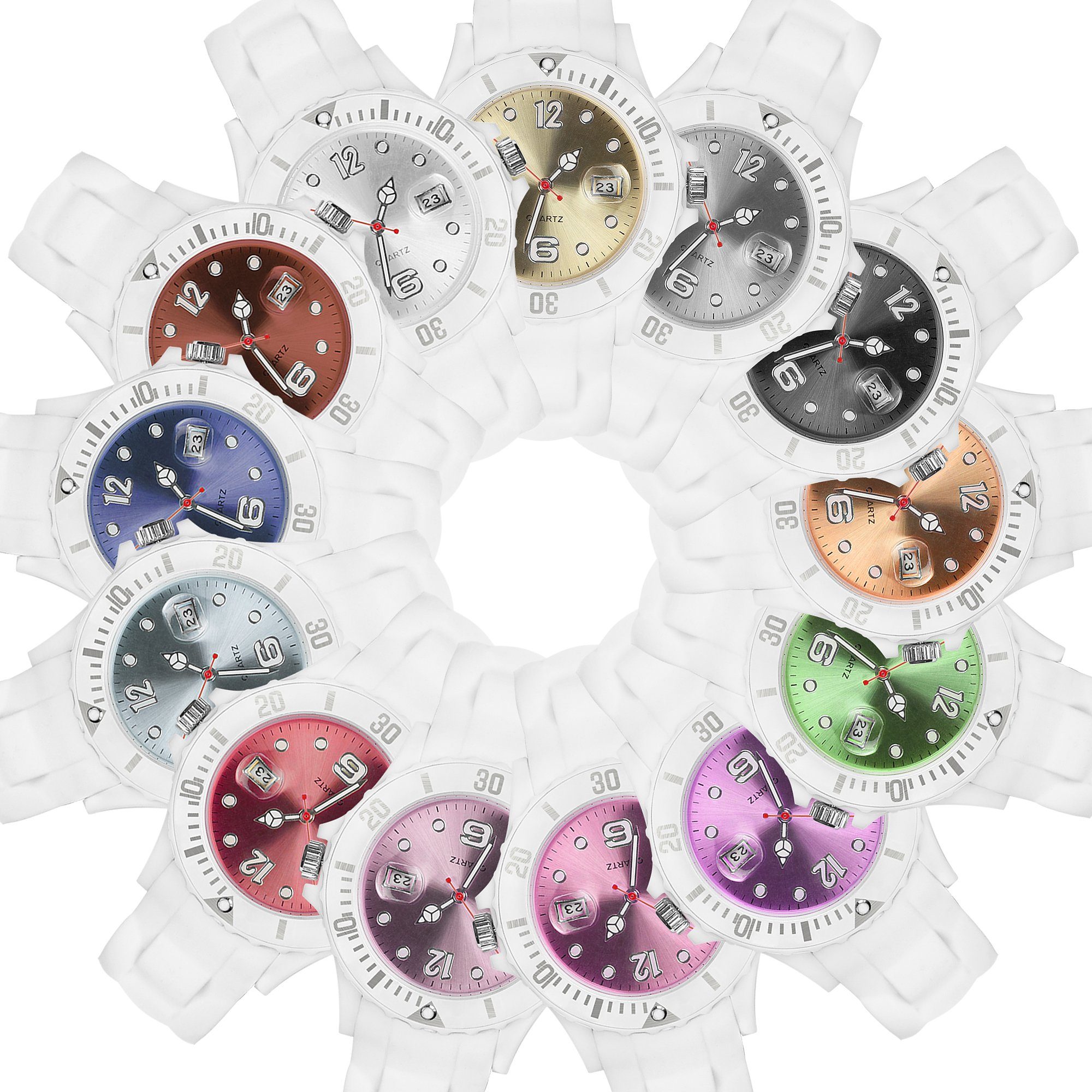 Taffstyle Quarzuhr Armbanduhr Silikon Sport Uhr Ziffernblatt Datum, Farbige Bunte Quarz Analog Damen Herren Sportuhr Anzeige Quarzuhr Multifunktion Wasserdicht Schwarz