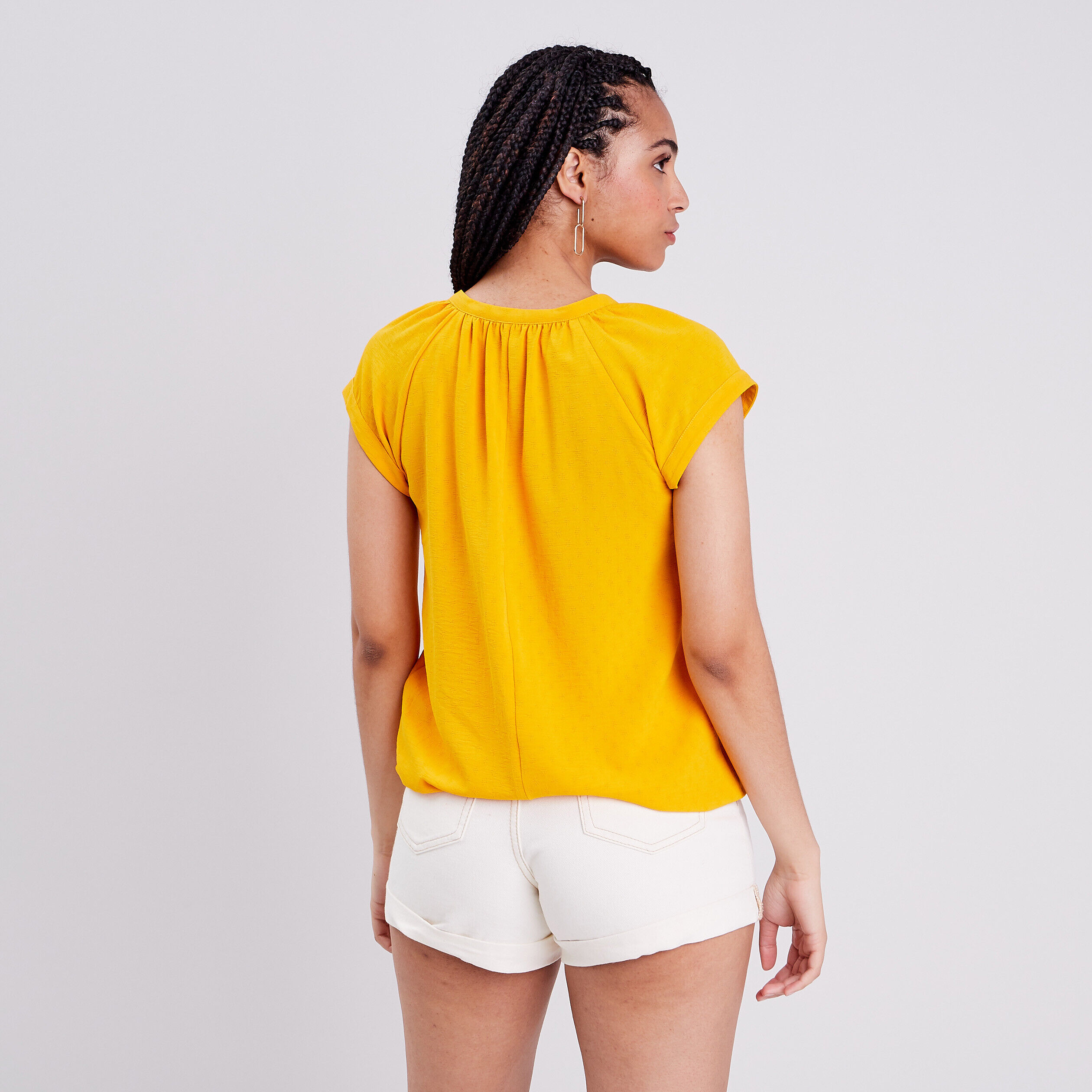 Blouse manches courtes jaune foncé femme | Cache Cache