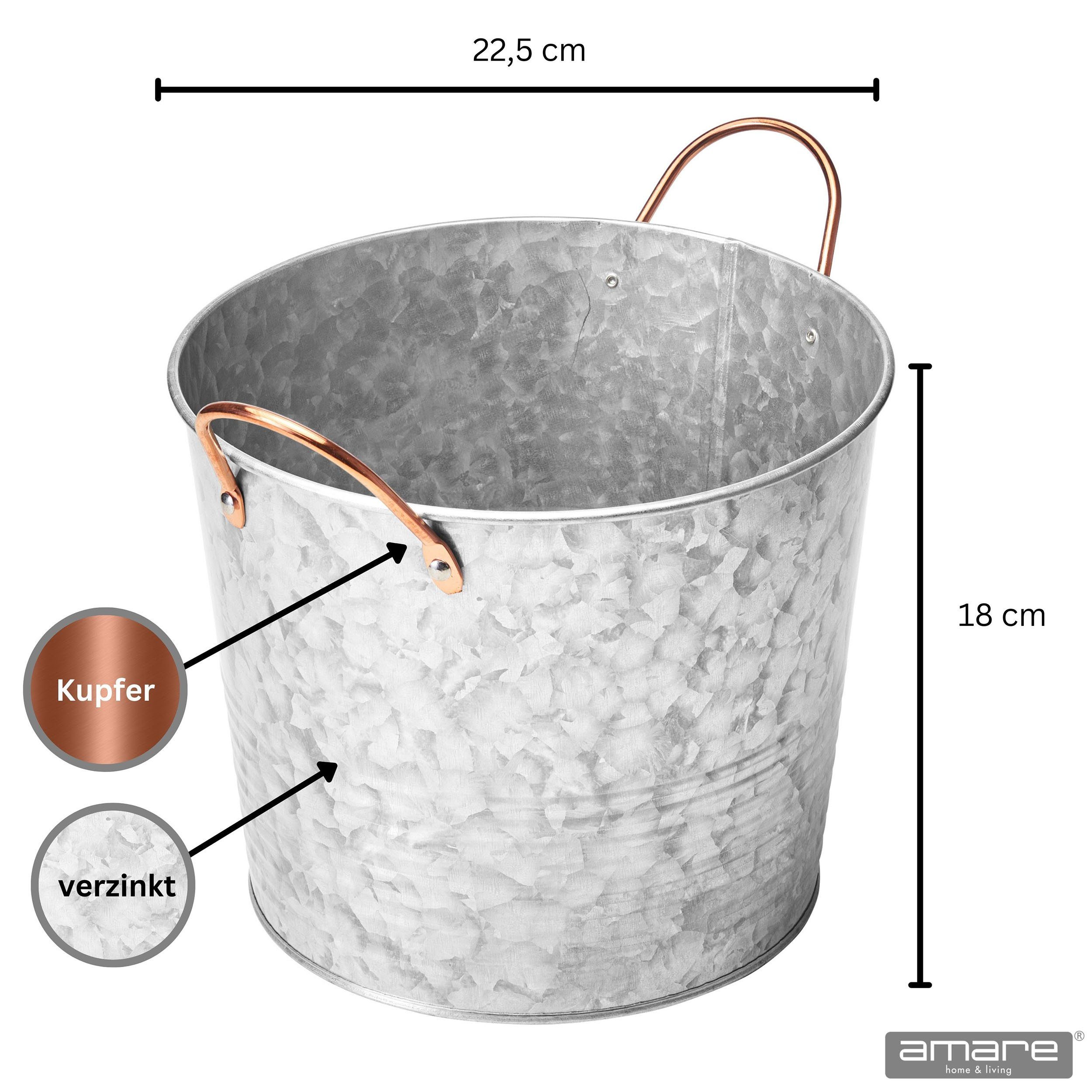 Amare home Eiseimer Dekoration Zinkkübel klein mit Griffen