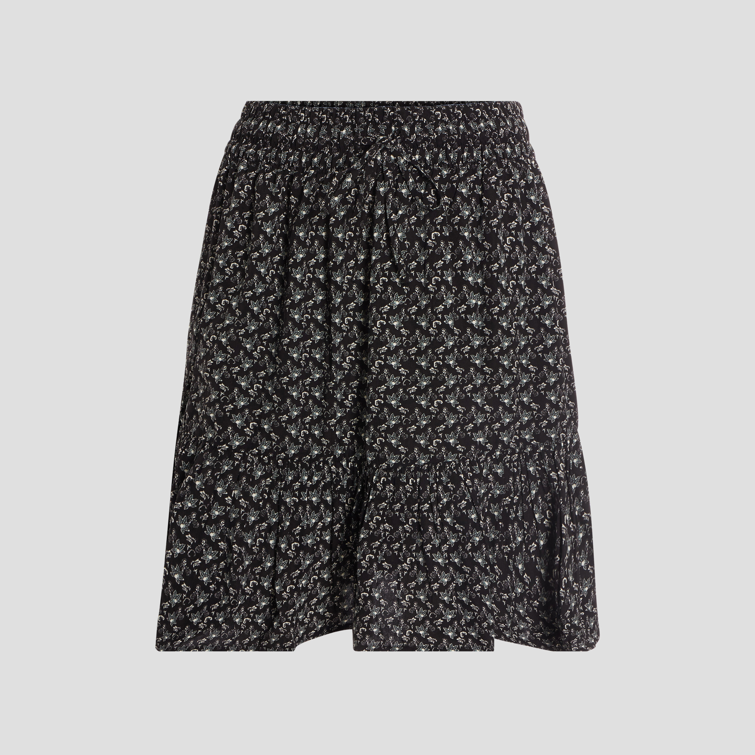 Jupe courte fluide taille smockée noir femme | La Halle