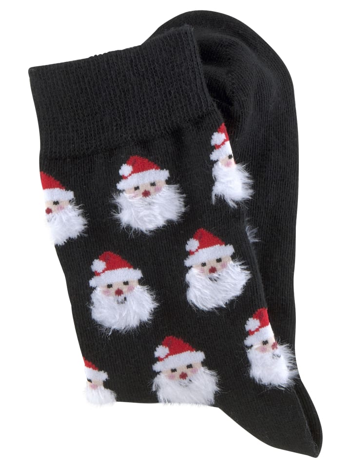 H.I.S Socken in 3x schwarz-rot-gemustert günstig kaufen 35-38