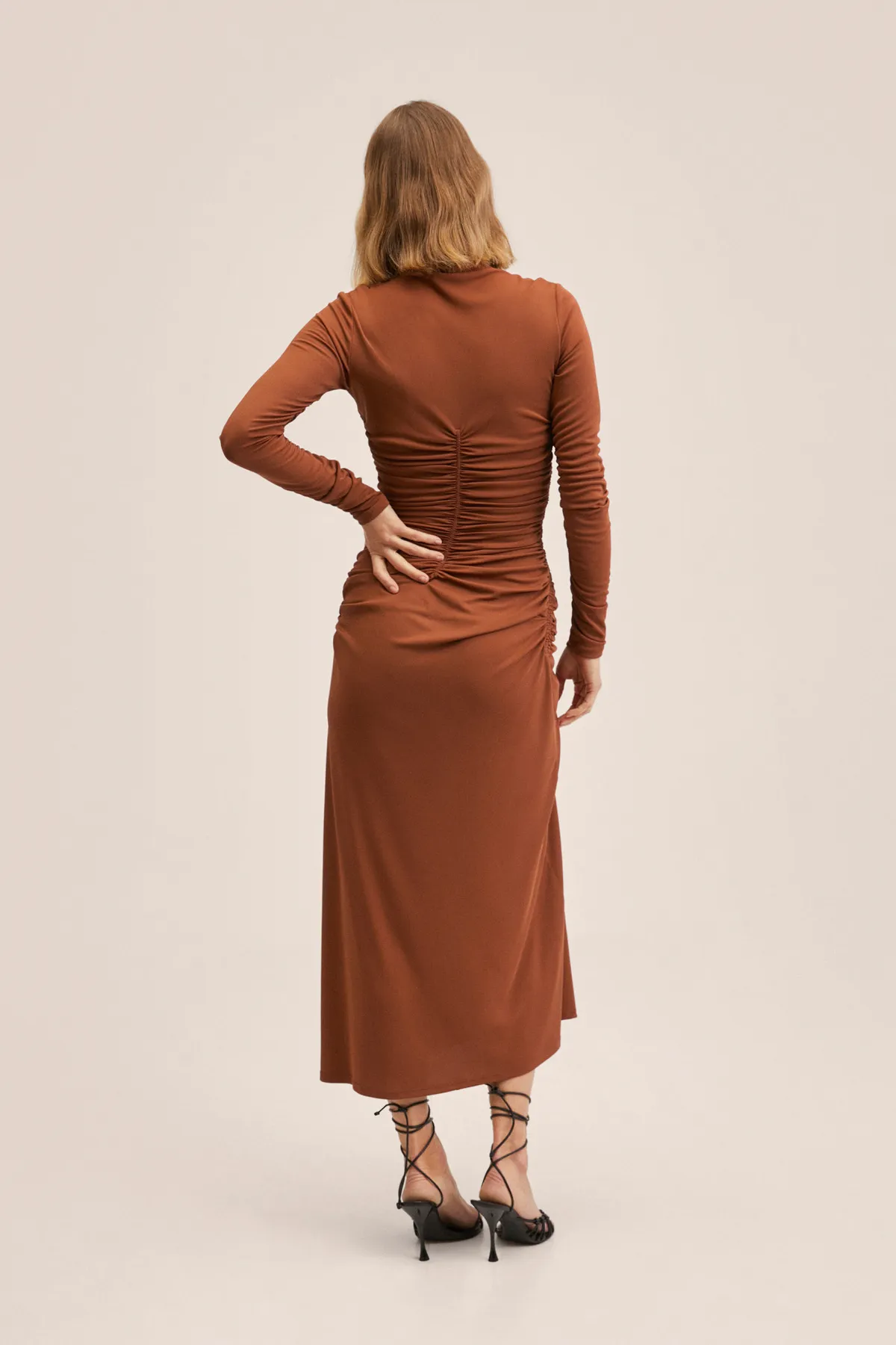 MANGO Woman  Buntes braunes Damenkleid