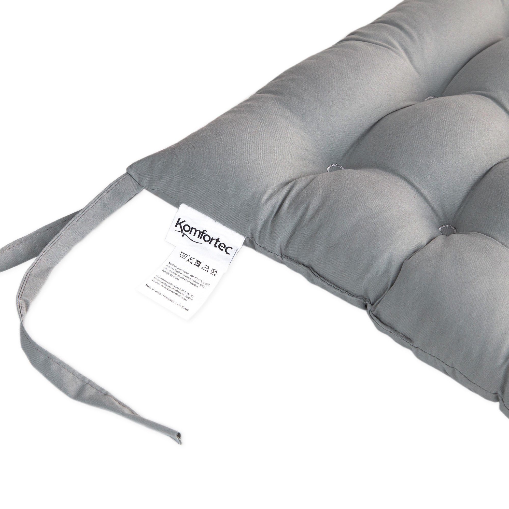 Komfortec Stuhlkissen 40x40 cm Stuhlkissen mit Bändern, Wasserabweisend Dekokissen, 100% Mikrofaser Sitzkissen 110 g/m²