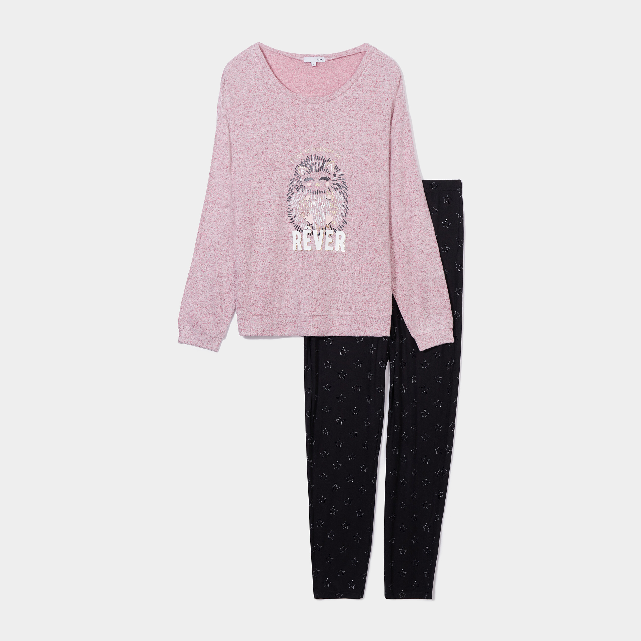 Ensemble pyjama 2 pièces rose framboise femme | La Halle