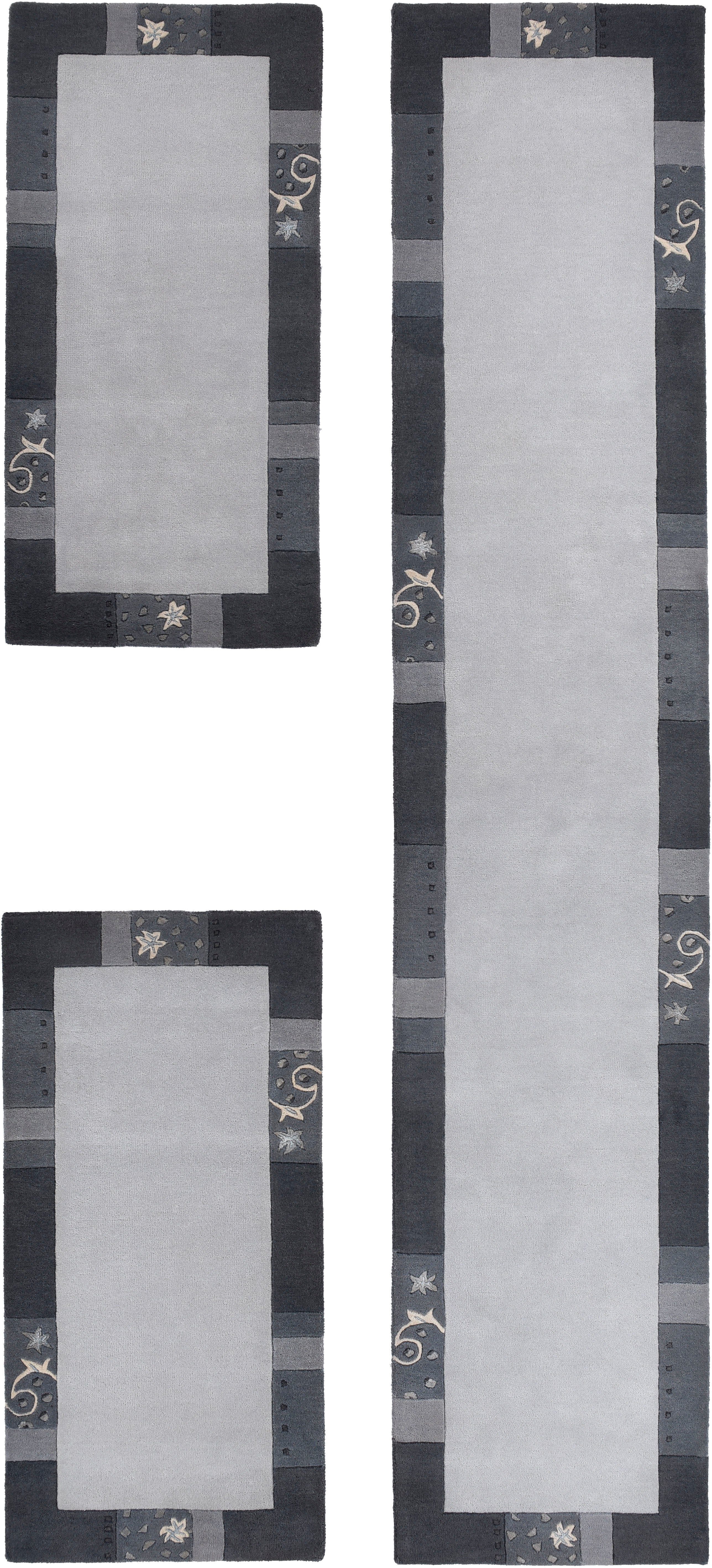 Bettumrandung Royal Ganges THEKO, Höhe 13 mm, (3-tlg), Bettvorleger, 3-teiliges Läufer-Set fürs Schlafzimmer, 100% Wolle
