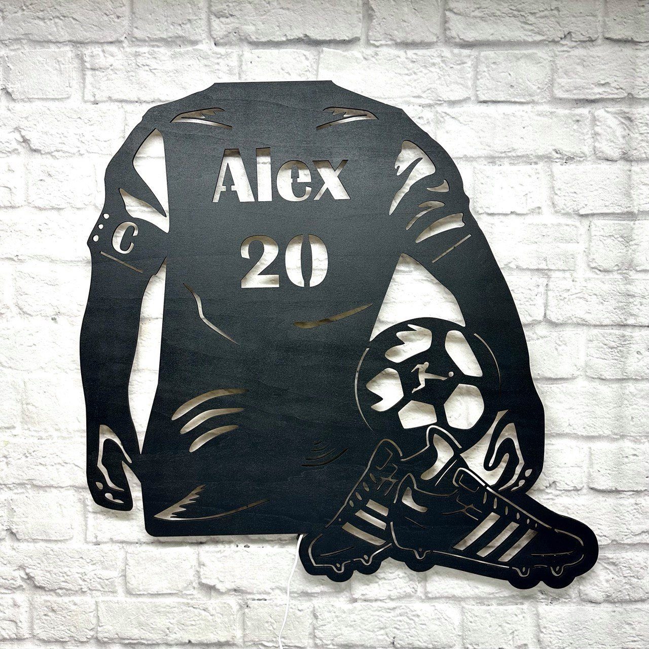 WoodFriends Wandbild personalisiertes Geschenk für Fußball Spieler Fußballfreund, Fußballliebhaber Kindergeburtstag Fußballturnier Trainer Fußballschild