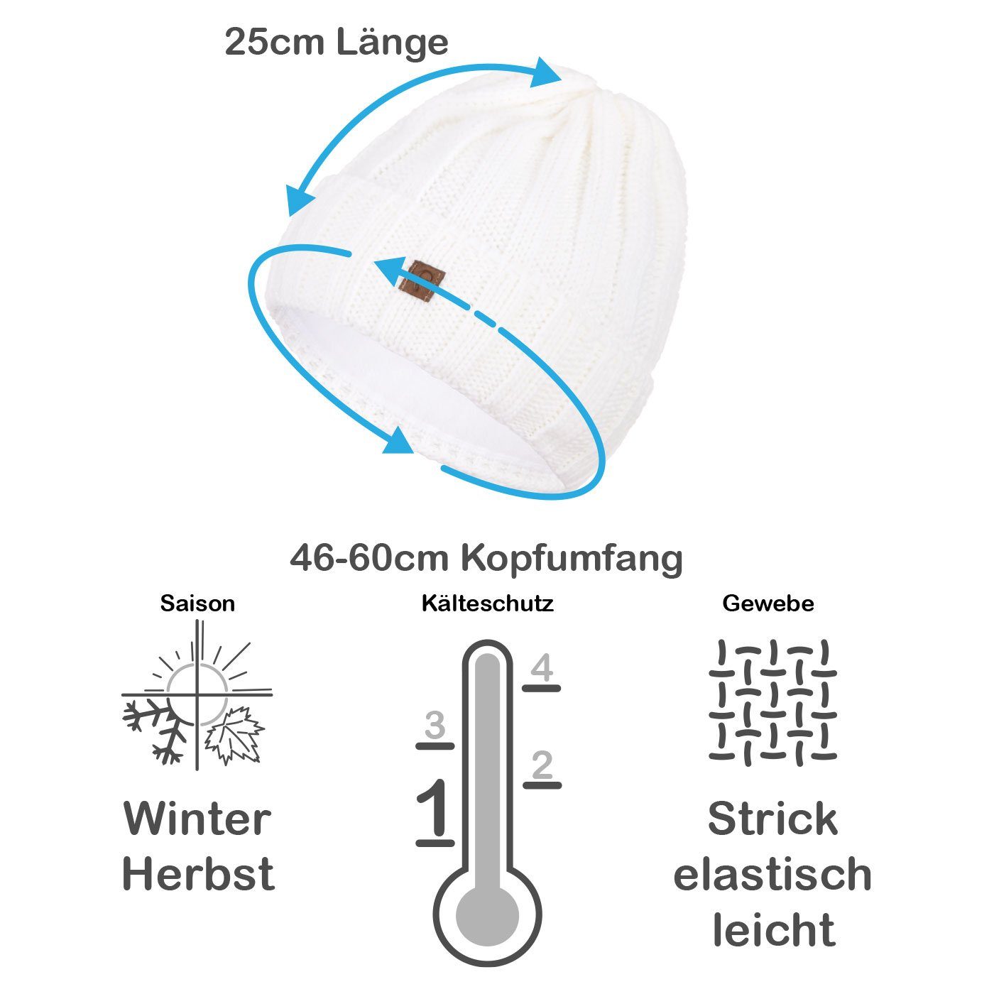 Faera Strickmütze (1-St) Wintermütze Mütze gefüttert Grobstrick Winter Beanie Herren Damen