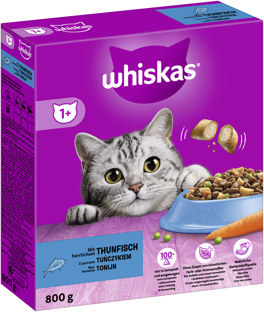 Whiskas Trockenfutter Whiskas 1+ Adult Trockenfutter 800g Thunfisch
