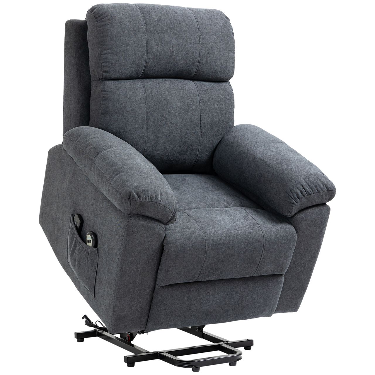 HOMCOM Sessel mit Aufstehhilfe, Relaxsessel, Massagesessel mit Seitentasche