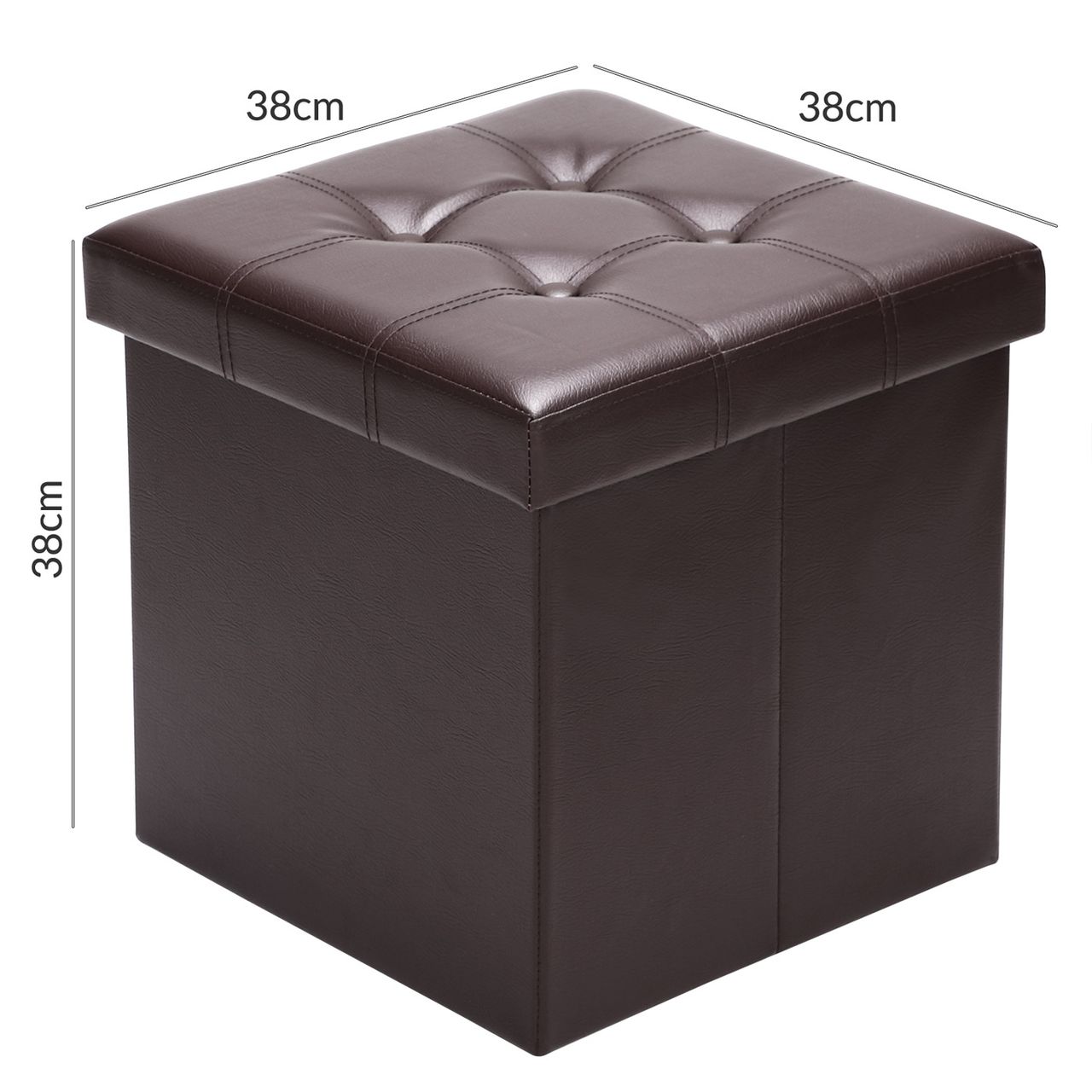 Casaria Faltbarer Sitzhocker mit Stauraum braun 38x38x38 cm