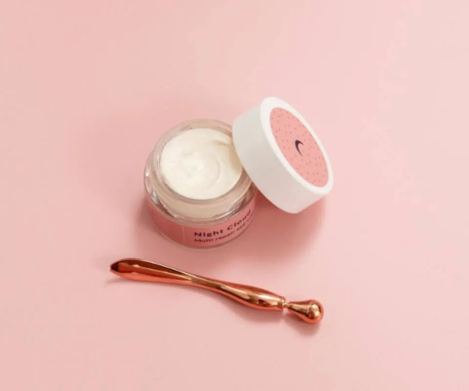 SLAAP Eye SPA Set svilena maska i noćna krema za oči (ecru)
