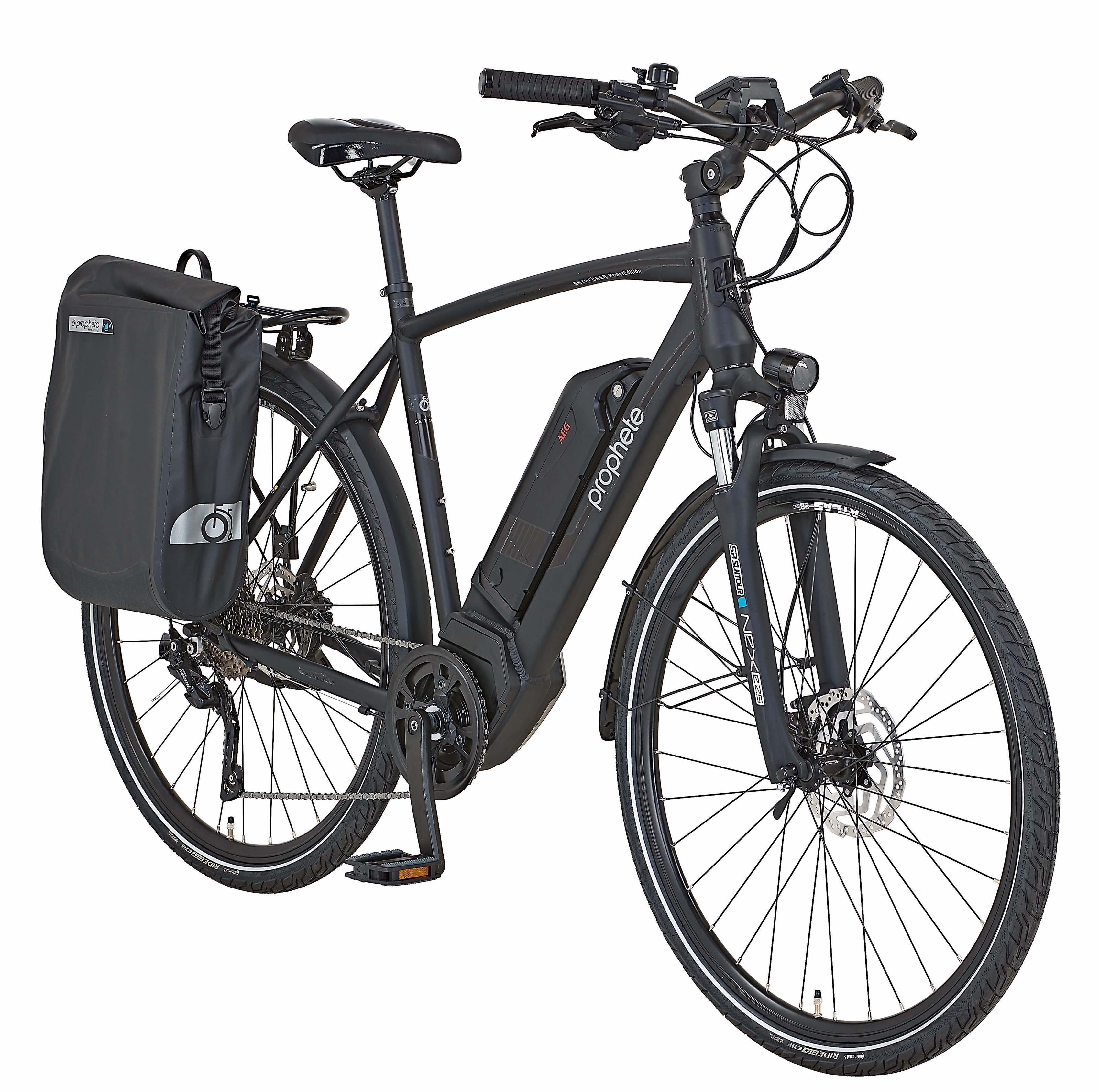 Prophete E-Bike Entdecker PowerEdition, 10 Gang Shimano Deore Schaltwerk, Kettenschaltung, Mittelmotor, 672 Wh Akku, (mit Seitentasche)