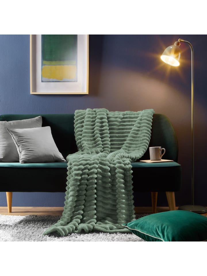 Erwin Müller Fleece, Microfaser Wohndecke 2er-Pack Aosta in pistazie günstig kaufen 150 x 200 cm