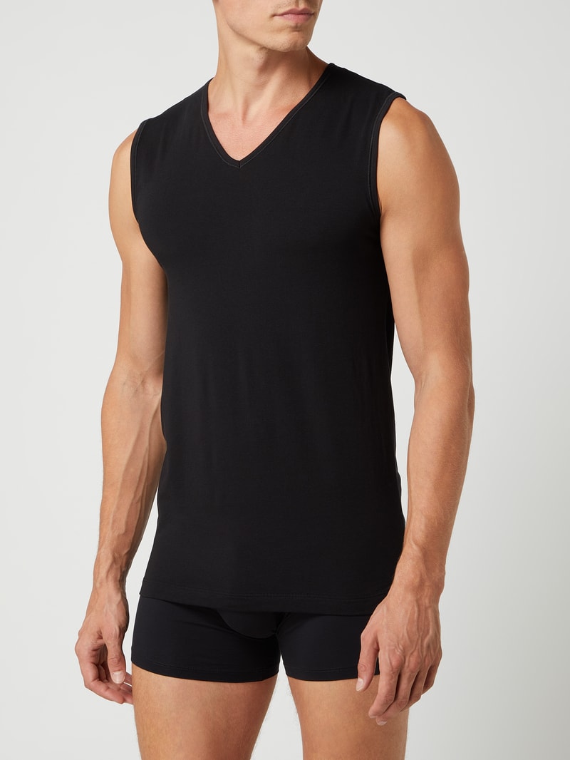 Tanktop mit Stretch-Anteil im 2er-Pack in schwarz