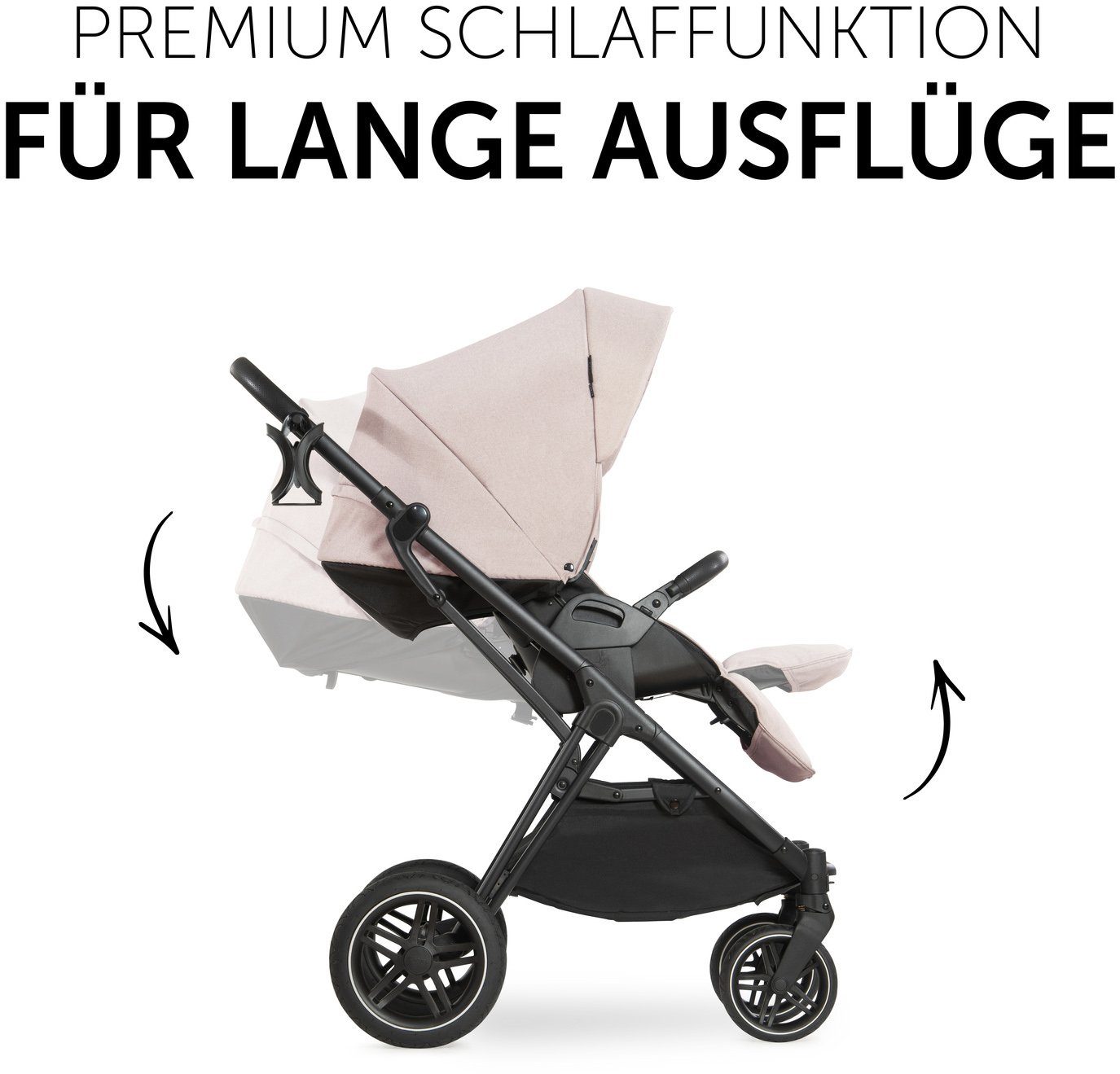 Hauck Kombi-Kinderwagen Vision X, black/beige, (3-tlg), mit Babywanne und Sportwagenaufsatz