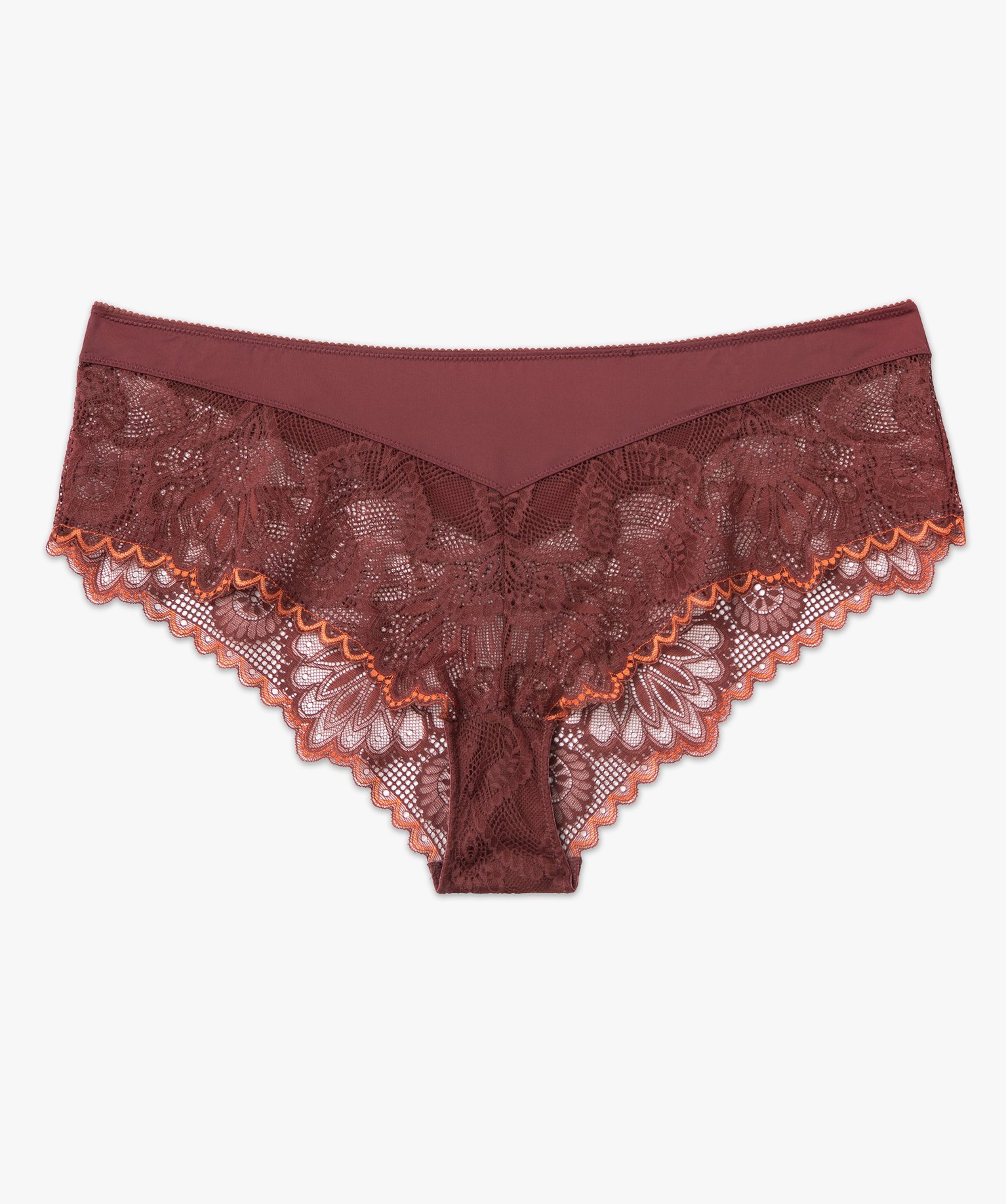 Shorty en microfibre et dentelle femme grande taille marron | GEMO