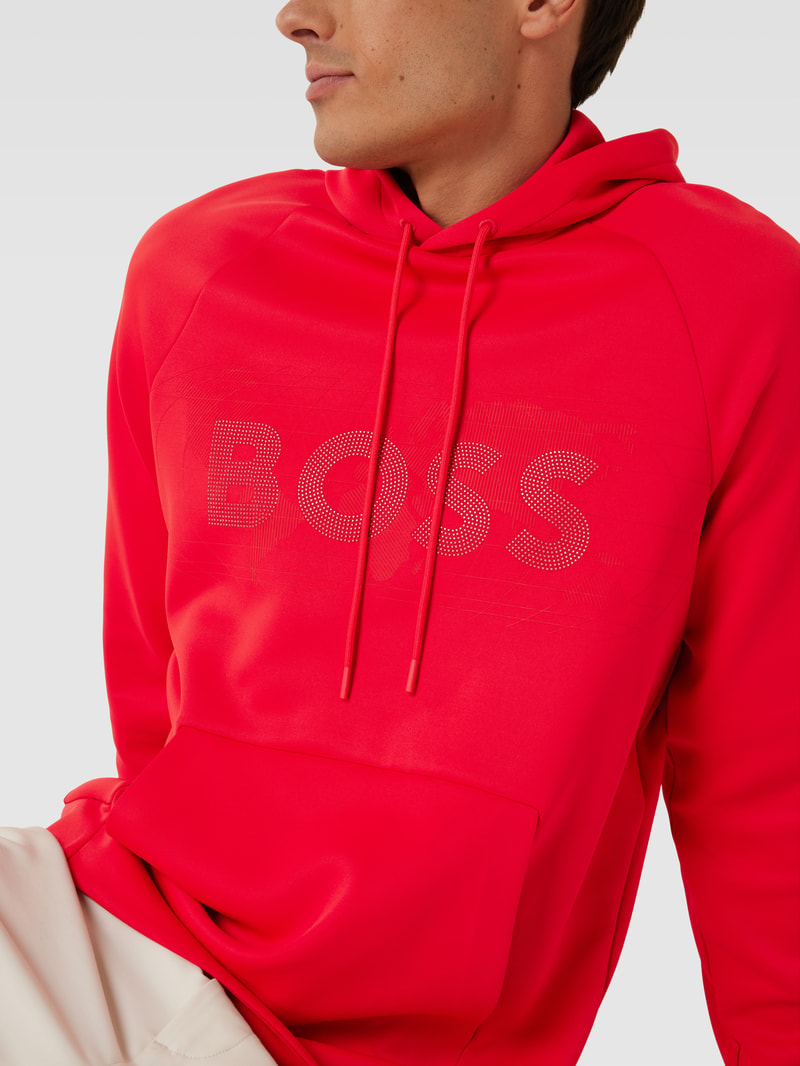 Hoodie mit Label-Detail Modell 'Soody' in kirschrot
