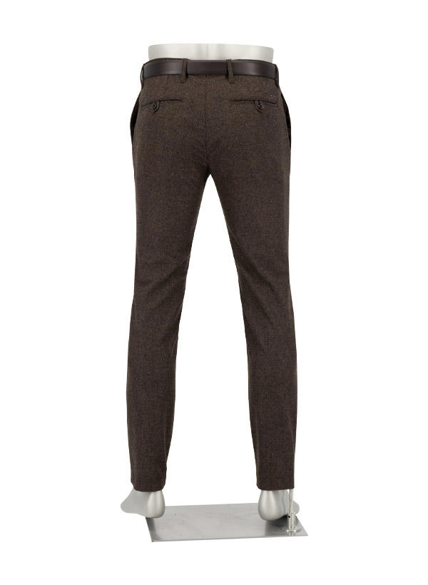 Alberto, Hose, Slim Fit, Wolle waschbar, dunkelbraun meliert