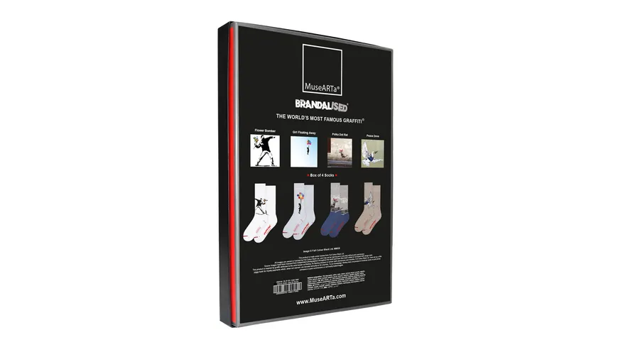 MuseARTa Unisex Socken The world's most famous Graffiti - Flower Bomber Geschenkpackung Black