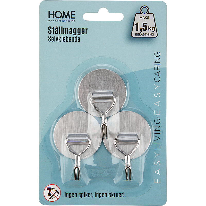 Home Stålknagg 3-pk m/vipp tåler 1,5 kg