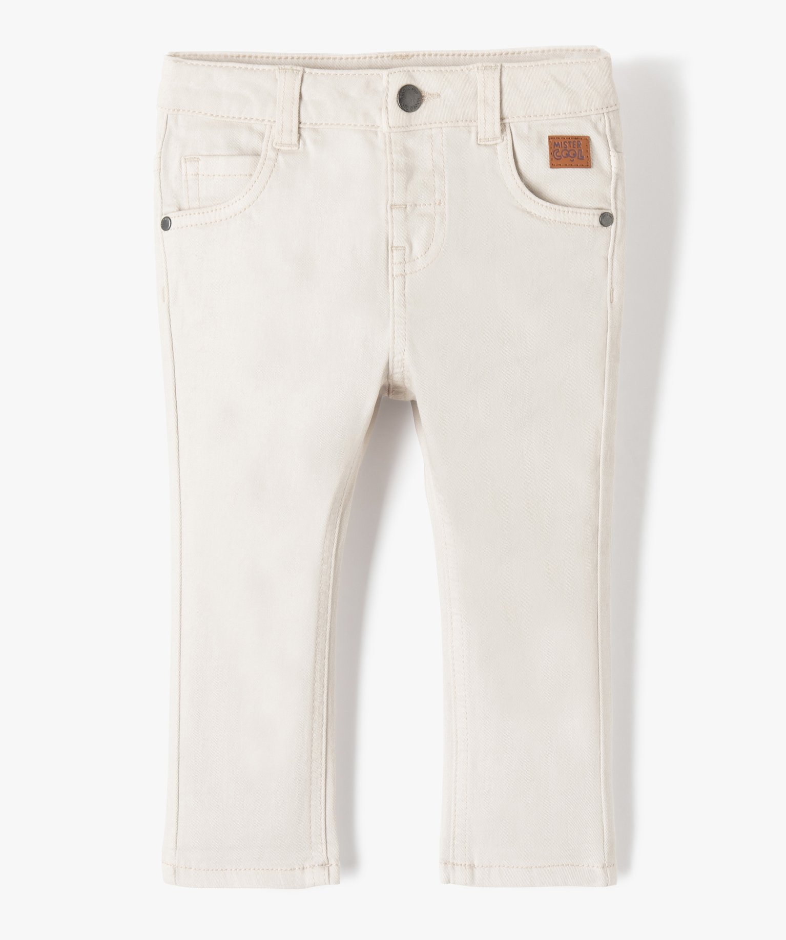 Pantalon bébé Garçon slim en toile extensible unie beige | GEMO