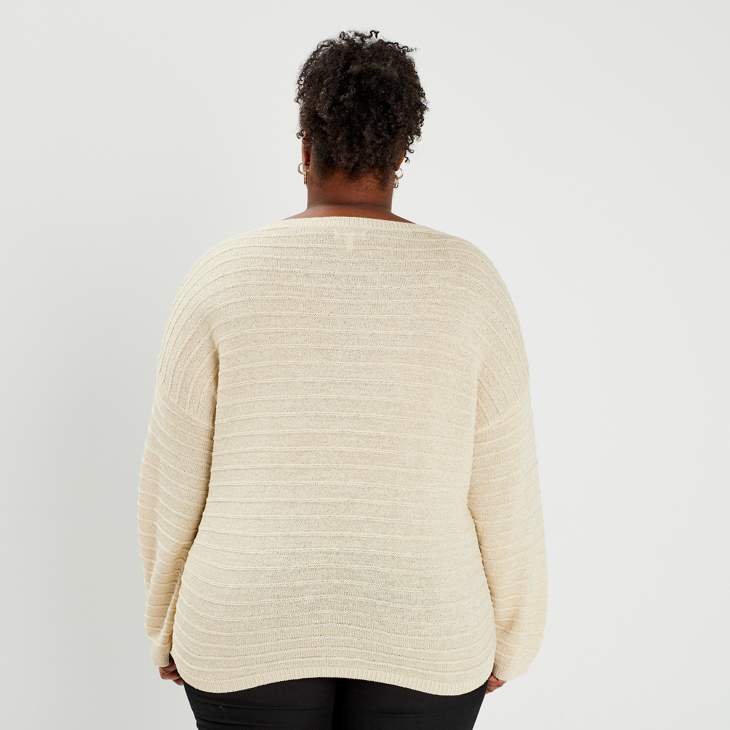 Pull col rond ivoire femme grande taille | La Halle