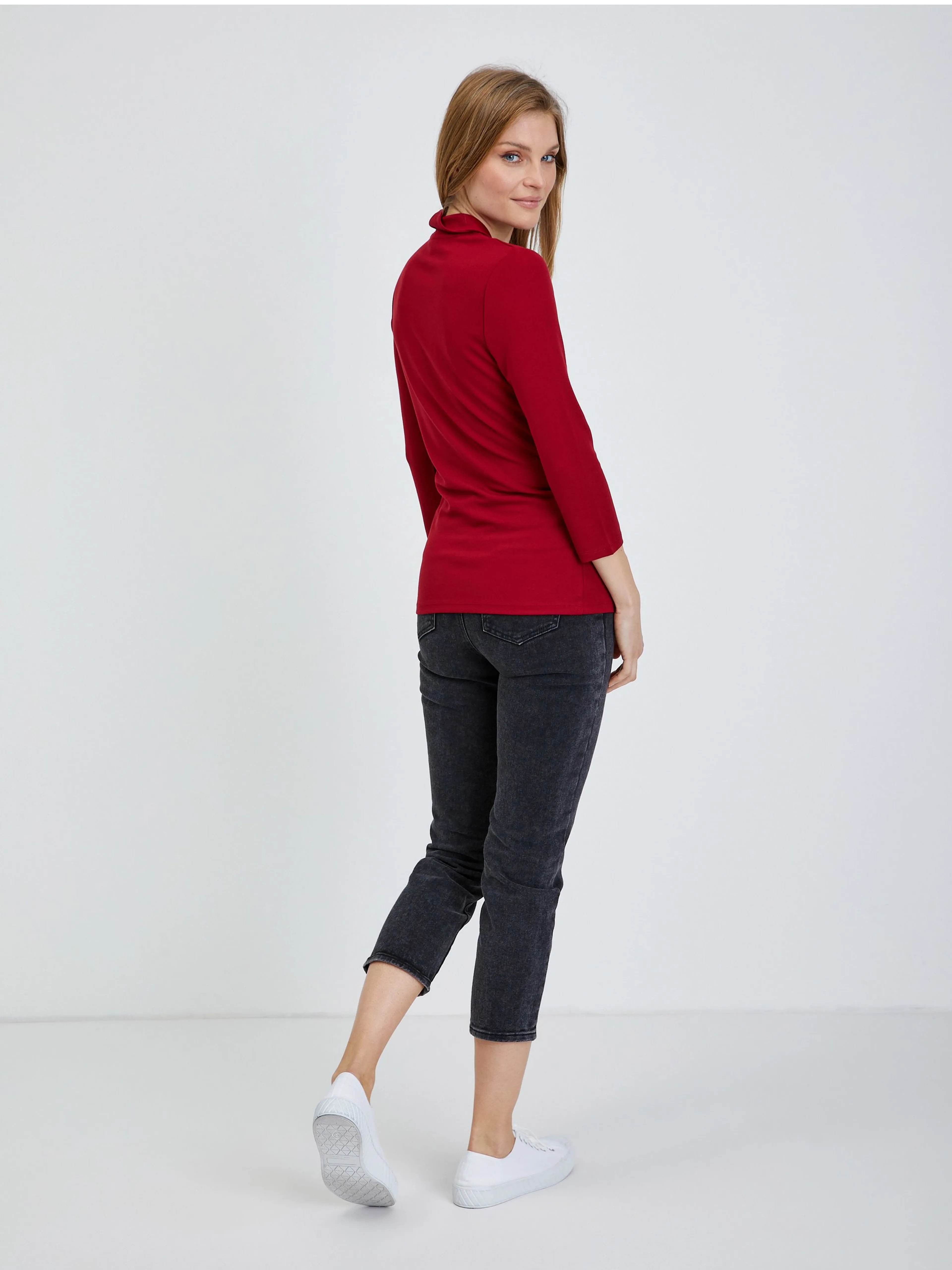 Rotes T-Shirt mit Dreiviertel Ärmeln ORSAY