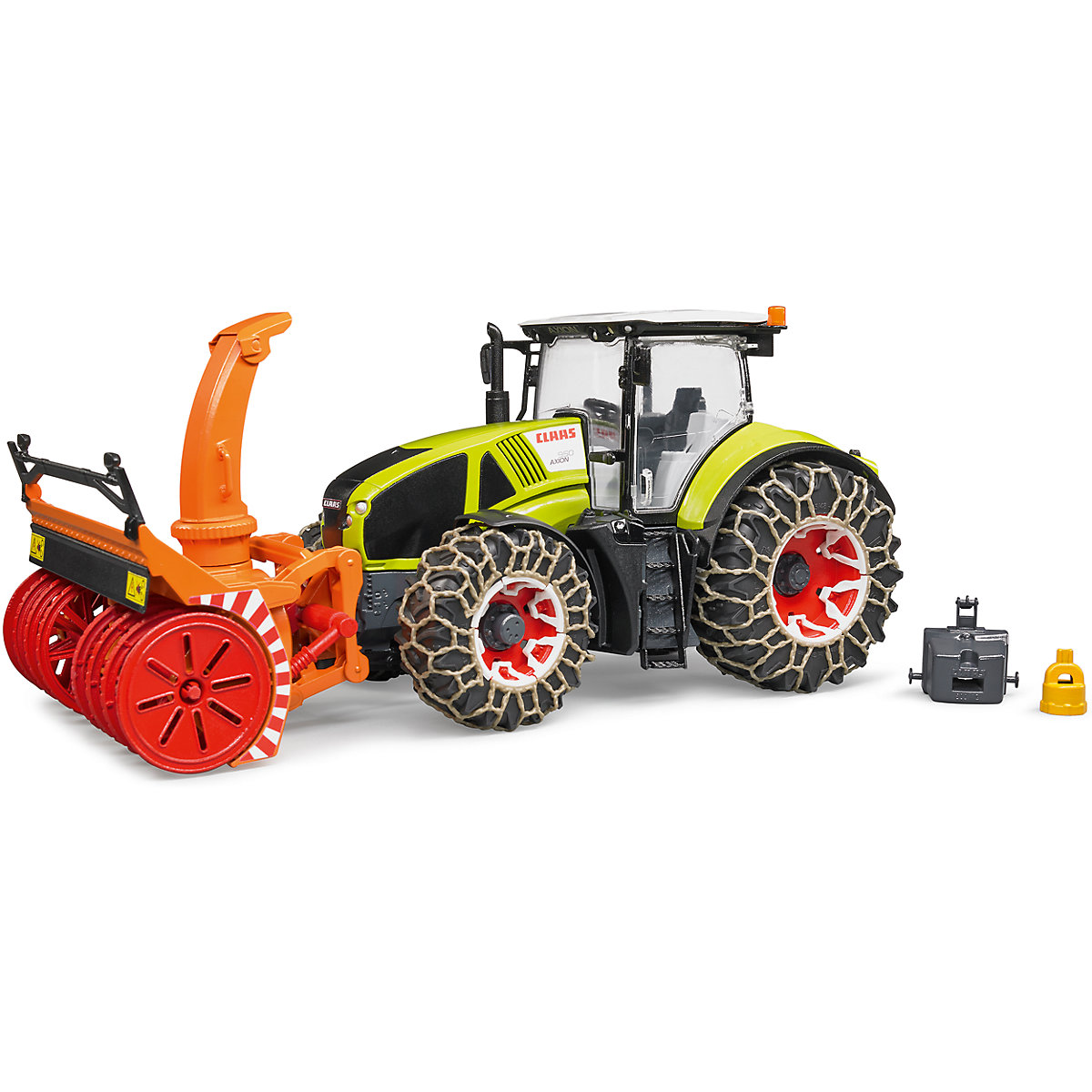 Claas Axion 950 mit Schneeketten und Schneefräse 1:16
