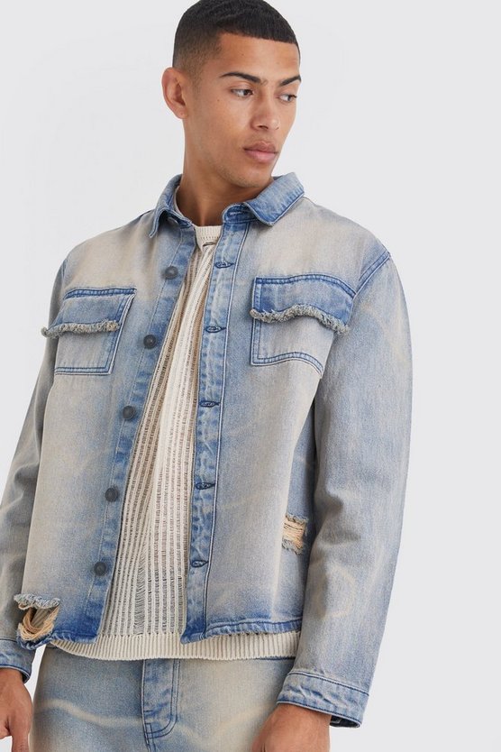 Oversize Jeanshemd in Knitteroptik
