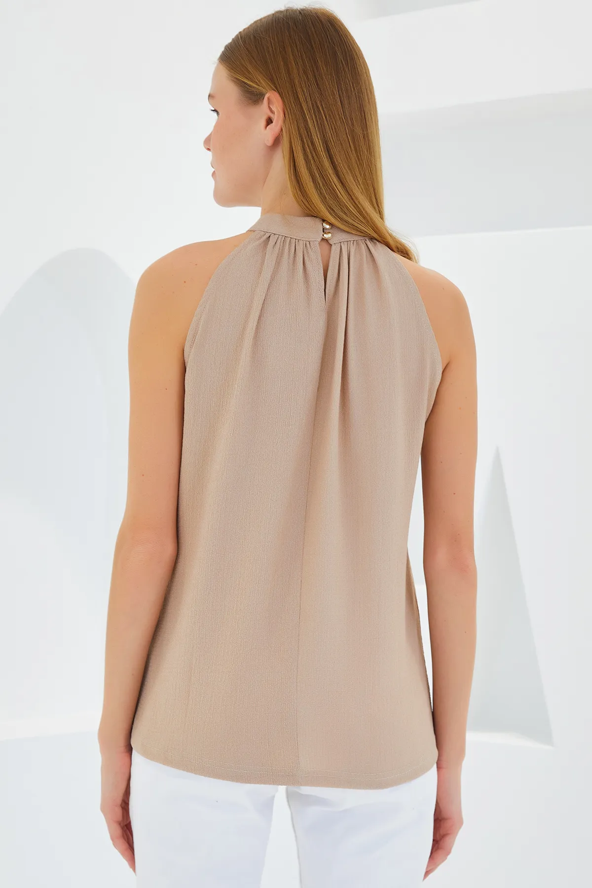 Bigdart  0489 Neckholder-Strickbluse - Keks