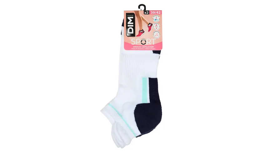 DIM Damen Sneaker Socken Sport 2er Pack weiss/aurore