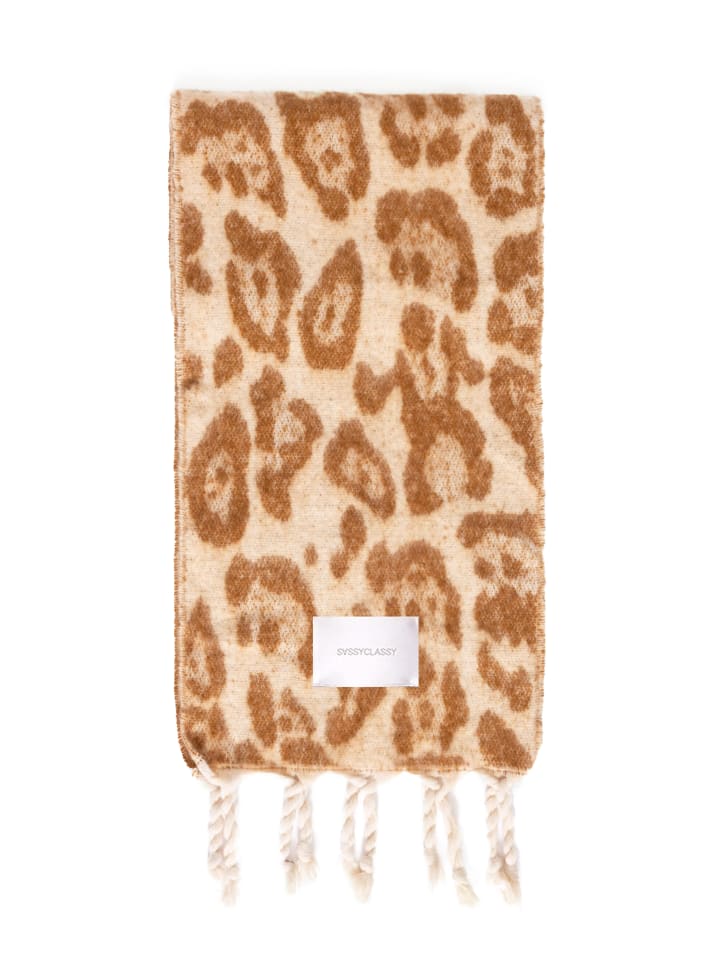 SASSYCLASSY Schal mit Leo-Print in Camel günstig kaufen onesize