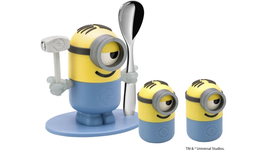 WMF Minions Eierbecher, Löffel, Pfeffer- und Salzstreuer 4er-Set
