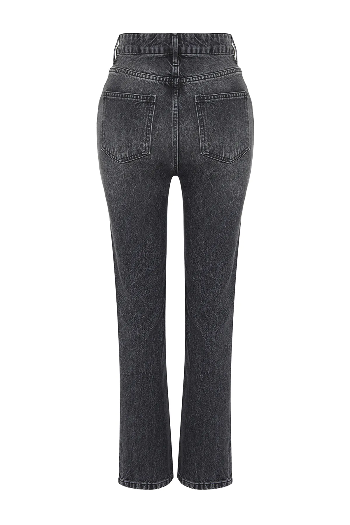 Trendyol Collection  Schwarze, gerade Jeans mit hoher Taille TWOAW24JE00061