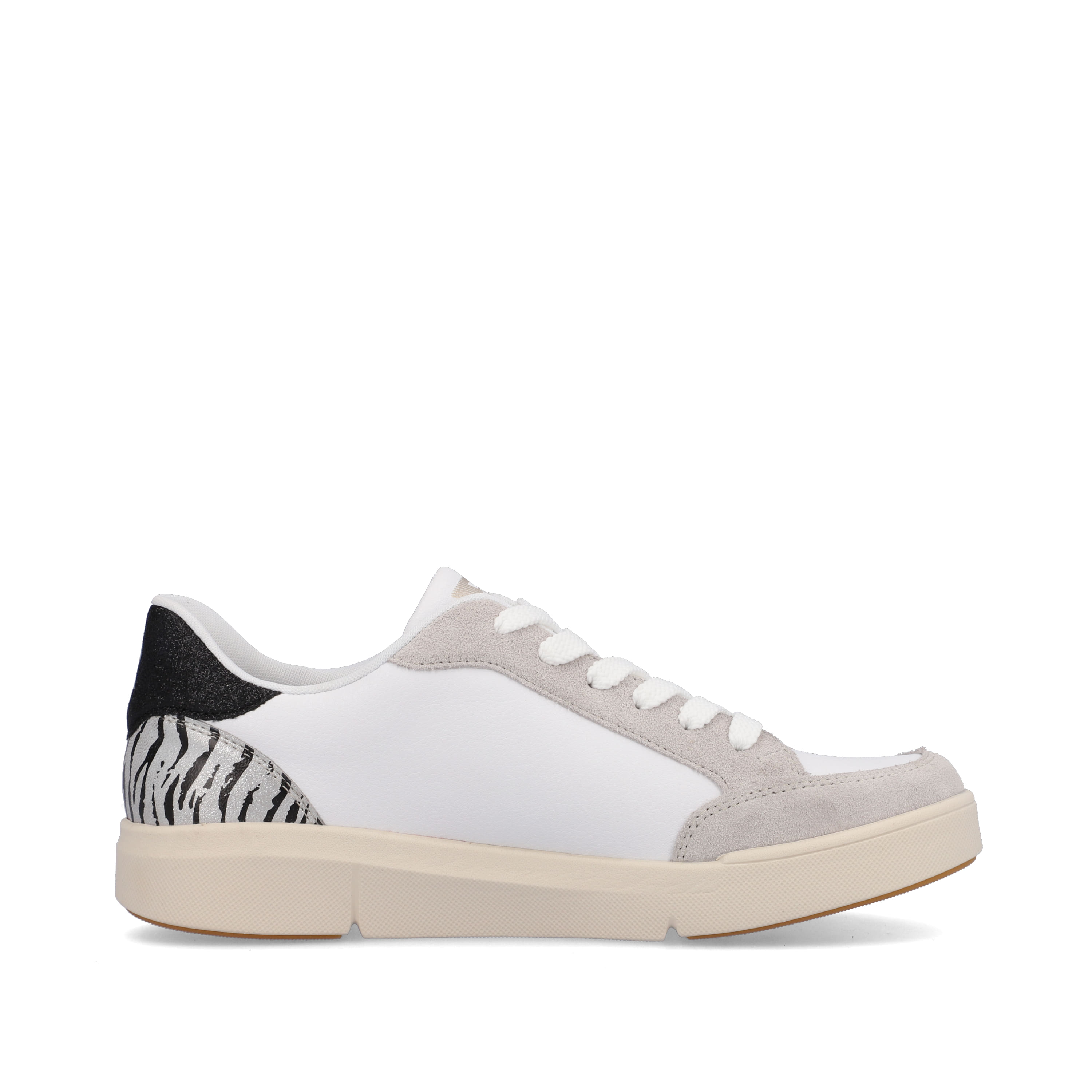Rieker Damen Sneaker Low swan-white arctic-grey zebra
