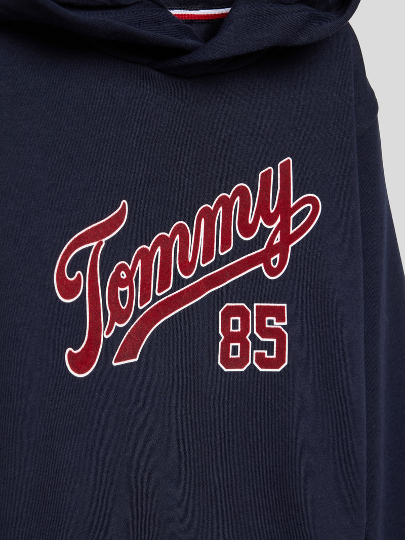 Hoodie mit Label-Design Modell 'COLLEGE' in marineblau