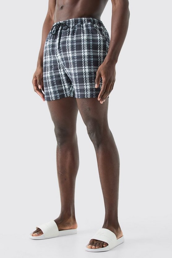 Mid Length Check Swim Short