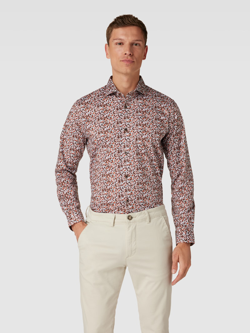 Business-Hemd mit Allover-Muster Modell 'Trostol' in apricot