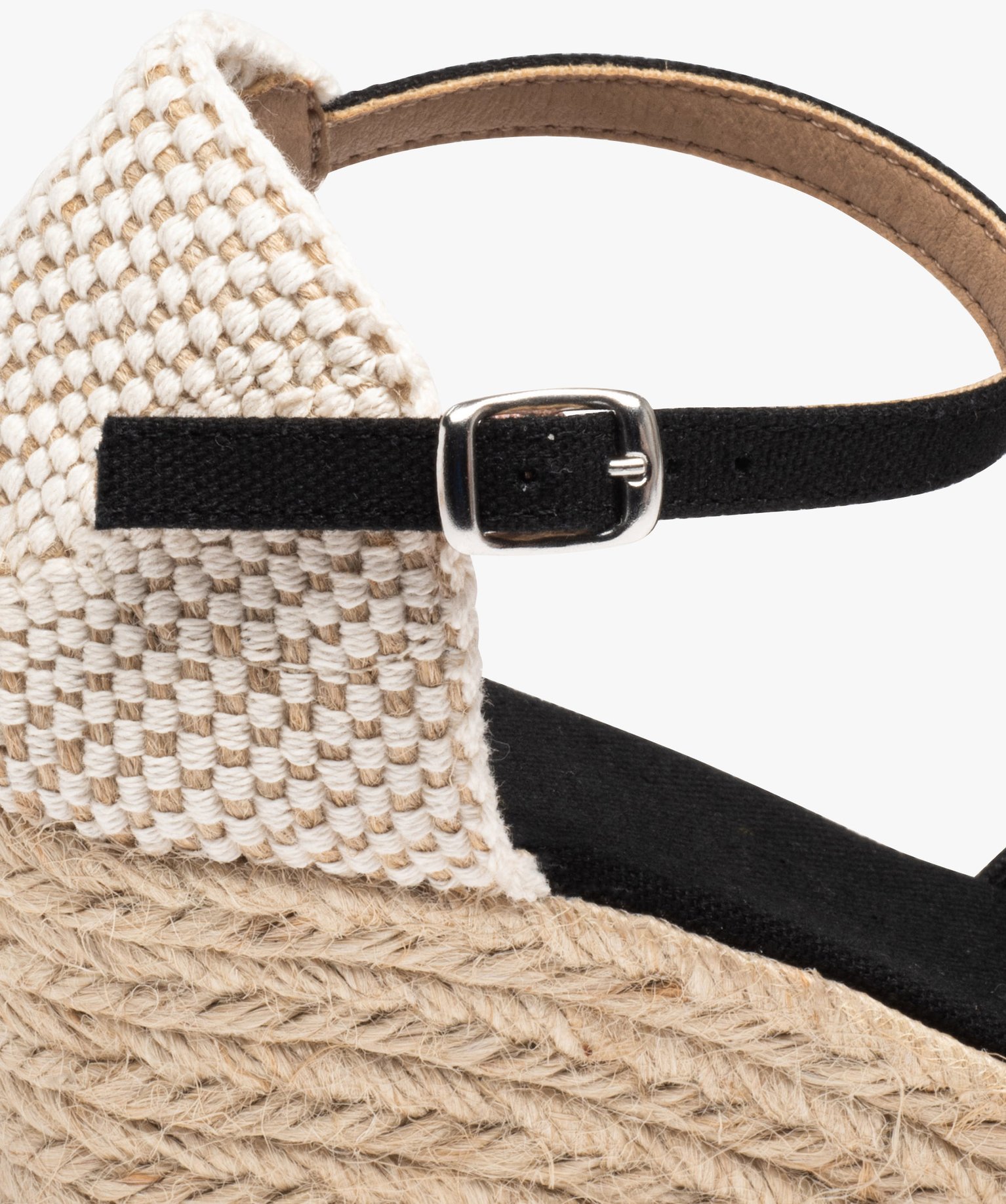 Espadrilles femme à talon compensé et dessus en toile unie noir | GEMO