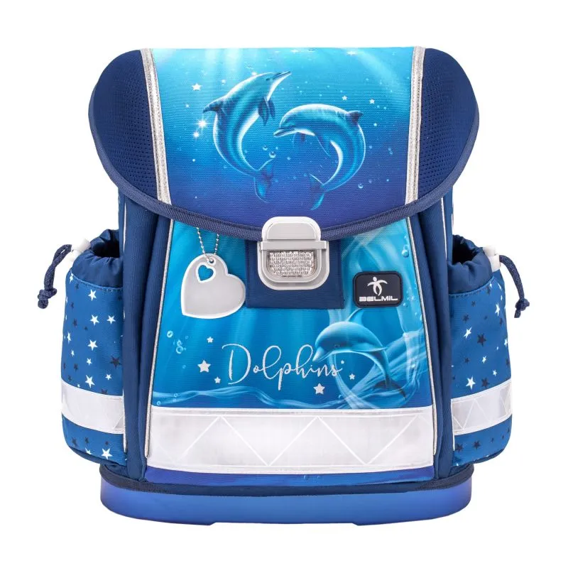 Belmil Classy Dolphins Schulranzen Set 5-teilig mit GRATIS Schlüsselanhänger