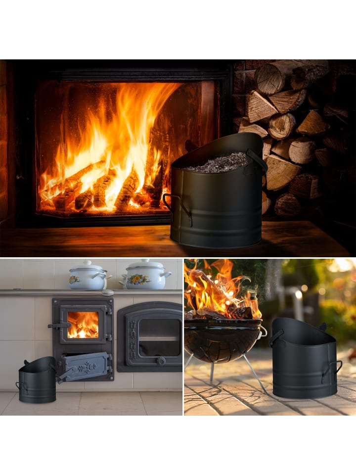 relaxdays Ascheeimer in Schwarz - 9,5 L günstig kaufen onesize