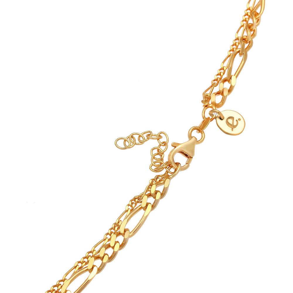 Elli PREMIUM Elli PREMIUM Collier Layerkette Figaro Glieder Basic 925 Silber collier