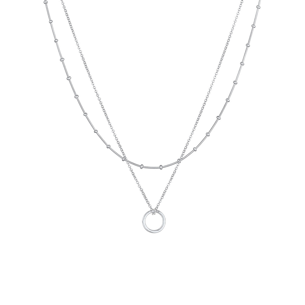 Elli Elli Collier Pendentif rond en chaîne boule pour dames intemporel en argent sterl collier