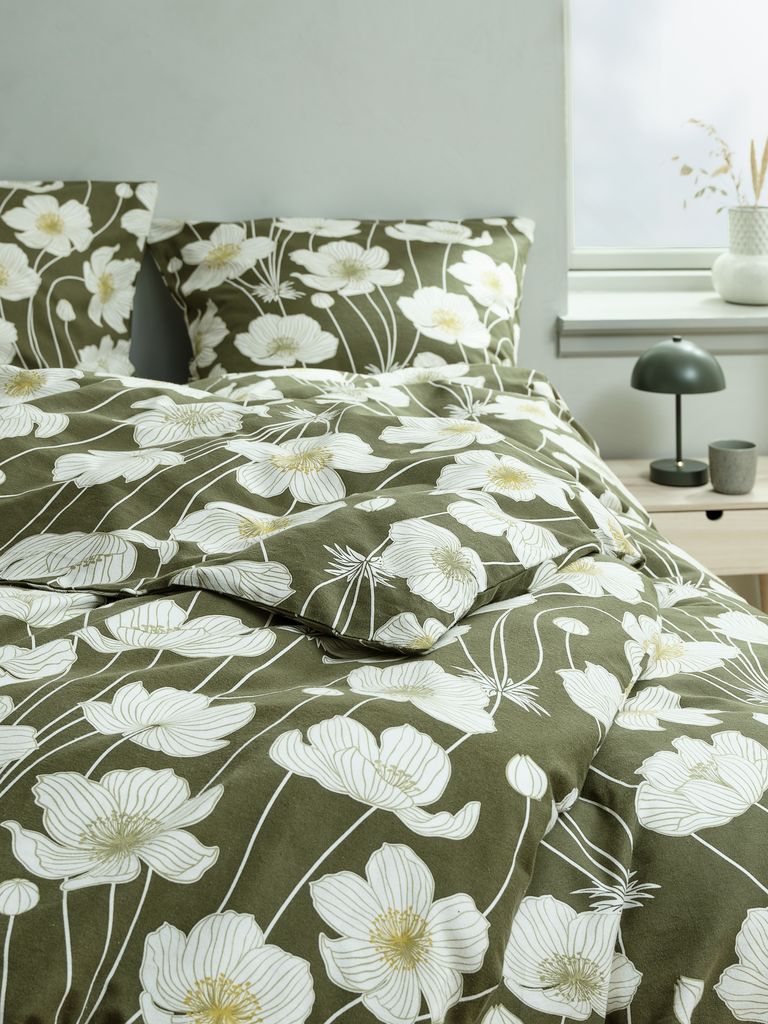 Komplet pościeli flanelowej SIW plus SIW 140x200 oliwkowo-zielony