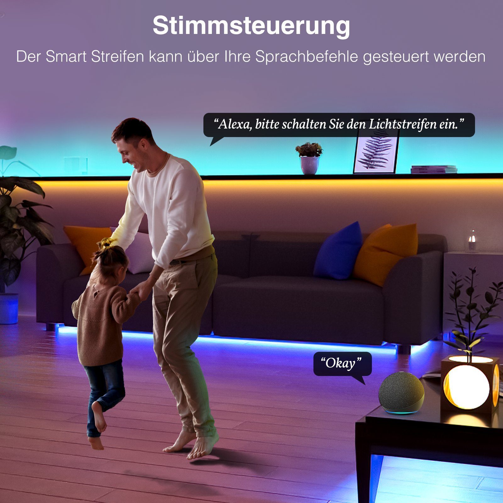 Gosund LED-Lichterkette WiFi Led Strip 2,8 m, Dekolicht, Weihnachtslicht