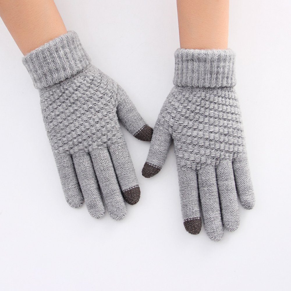 LAPA HOME Strickhandschuhe Damen Touchscreen Winterhandschuhe Warme Elastizität Sporthandschuhe (Paar) Outdoor Strick Handschuhe für Täglich, Radfahren und Freizeit