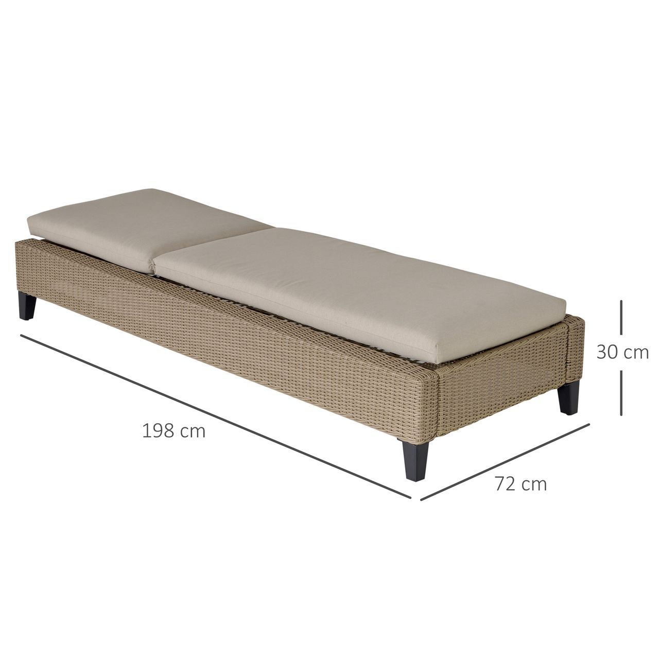 Outsunny Gartenliege Sonnenliege 5-stufig verstellbar Gartenmöbel Stahl Khaki