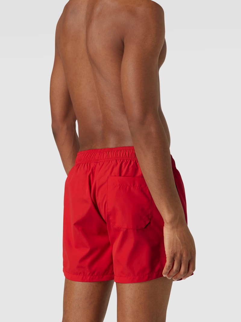 Badehose mit Label-Schriftzug Modell 'ABAS' in rot