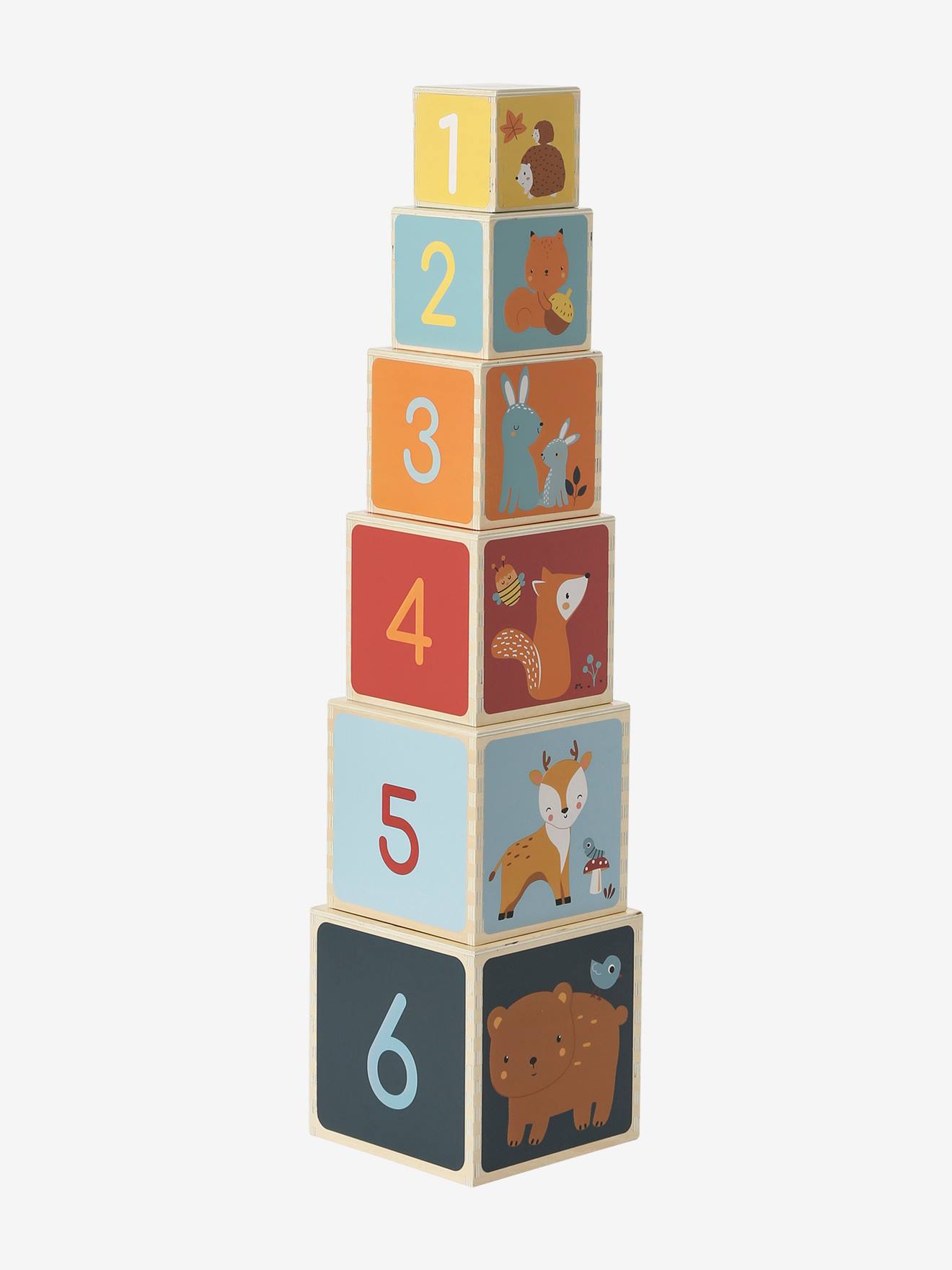Vertbaudet Baby Stapelturm mit Steckspiel aus Holz FSC - mehrfarbig/pandafreunde